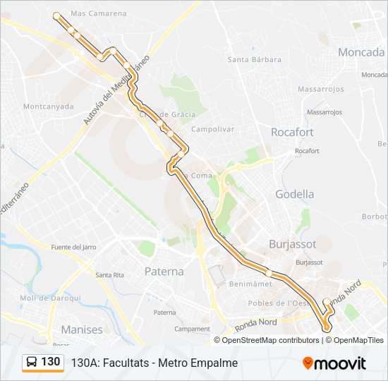 130 Bus Line Map