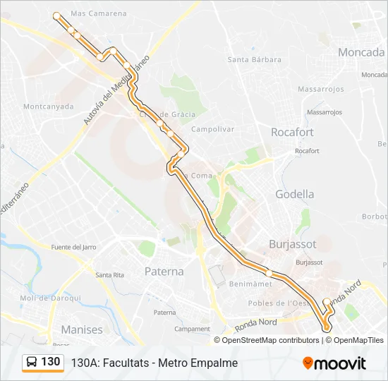 130 Bus Line Map