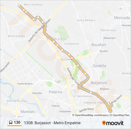 130 Bus Line Map