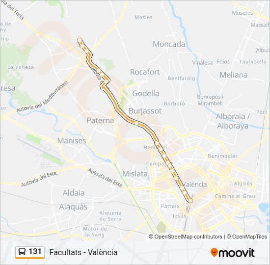 131 Bus Line Map
