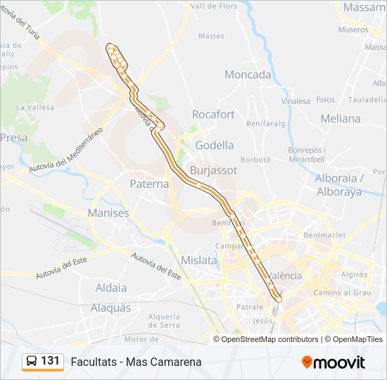 131 Bus Line Map