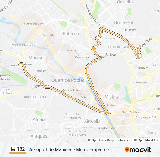 132 Bus Line Map