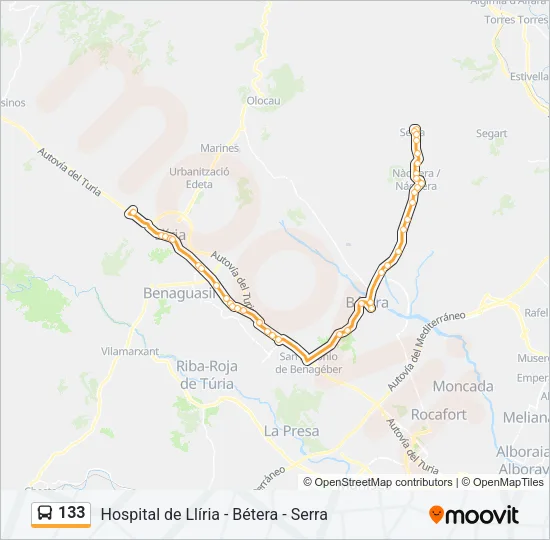 133 Bus Line Map