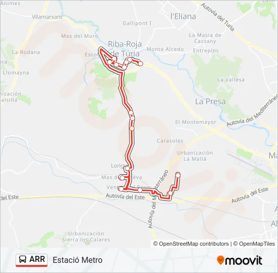 ARR bus Mapa de línia