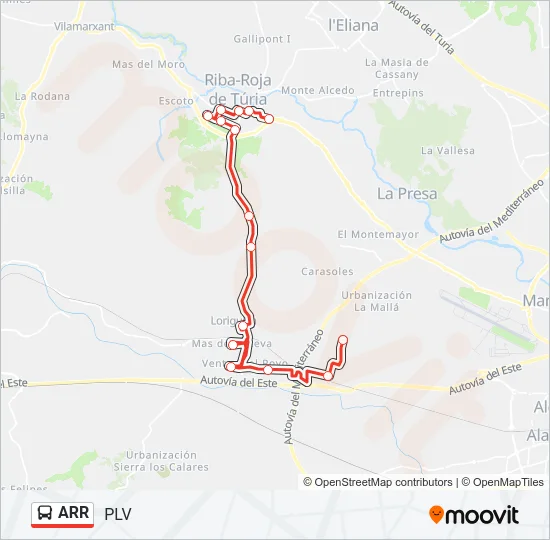 ARR bus Mapa de línia