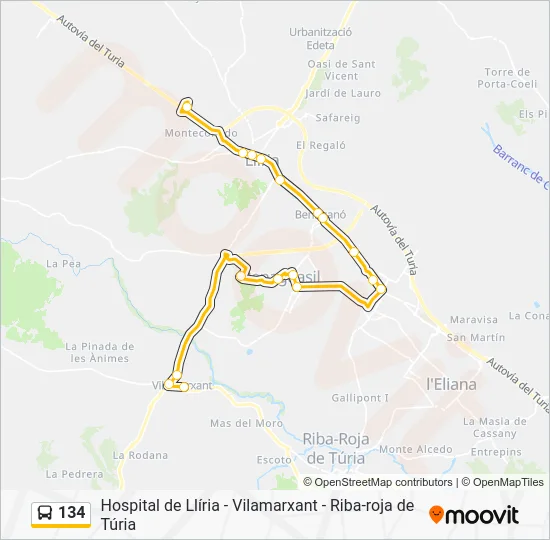 134 Bus Line Map