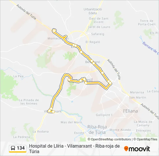 134 Bus Line Map