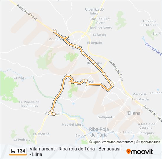 134 Bus Line Map