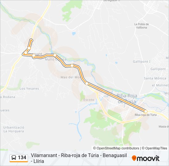134 Bus Line Map
