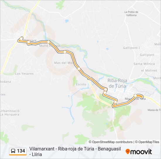 134 Bus Line Map