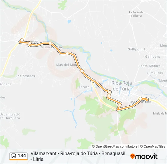 134 Bus Line Map