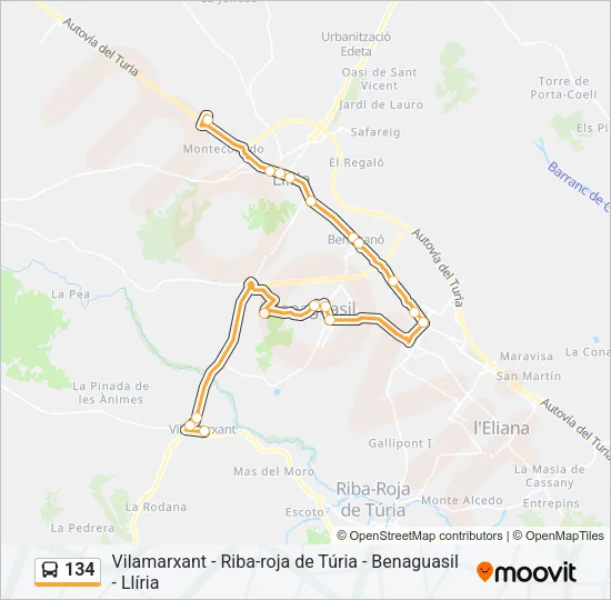 134 Bus Line Map