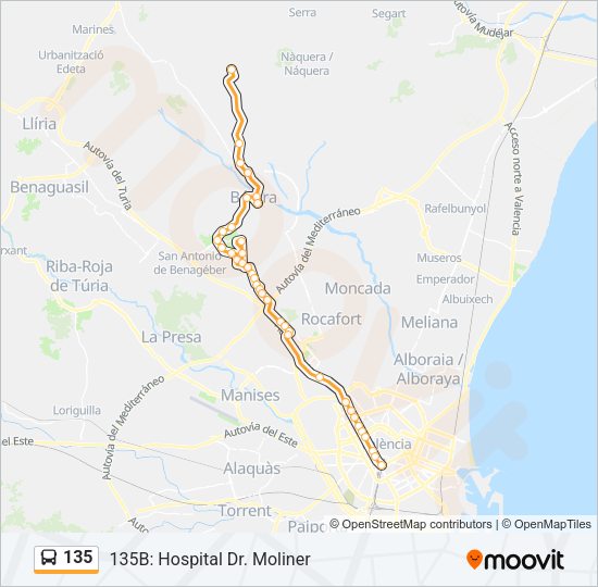 135 Bus Line Map