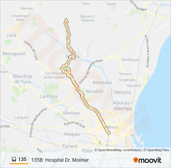 135 Bus Line Map