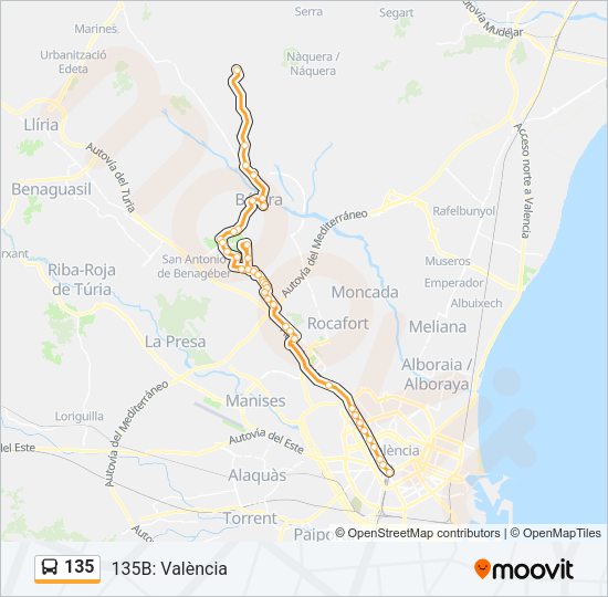 135 Bus Line Map