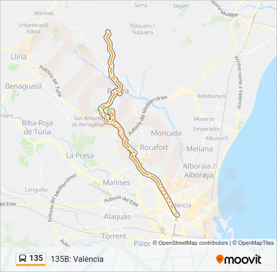 135 Bus Line Map