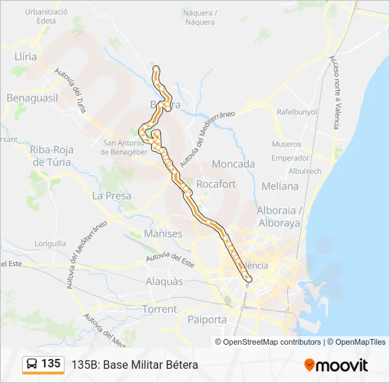 135 Bus Line Map