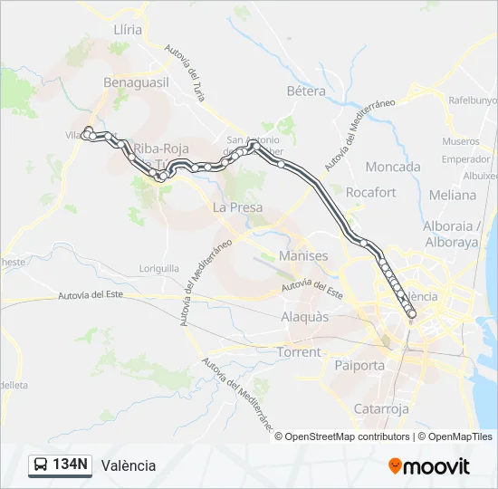 134N Bus Line Map