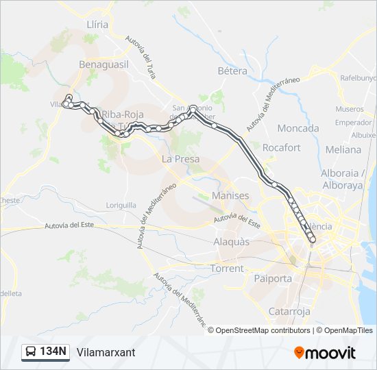 134N Bus Line Map