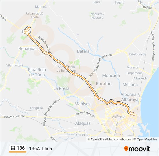 136 Bus Line Map