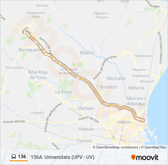 136 Bus Line Map