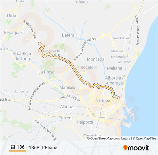 136 Bus Line Map