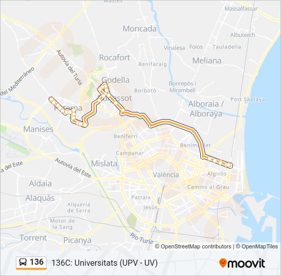 136 Bus Line Map