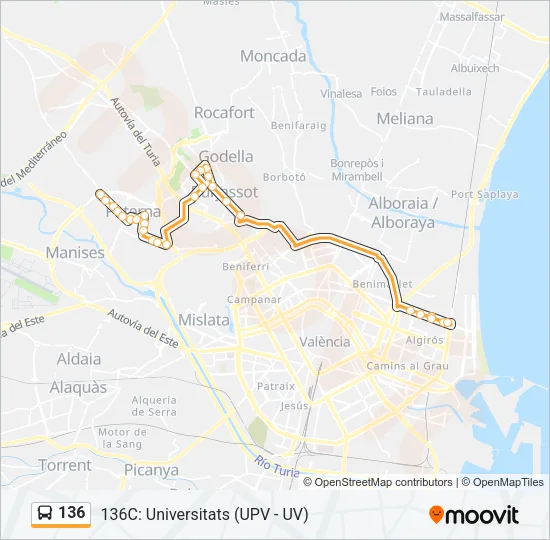 136 bus Mapa de línia