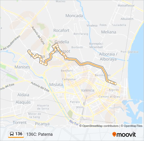 136 Bus Line Map