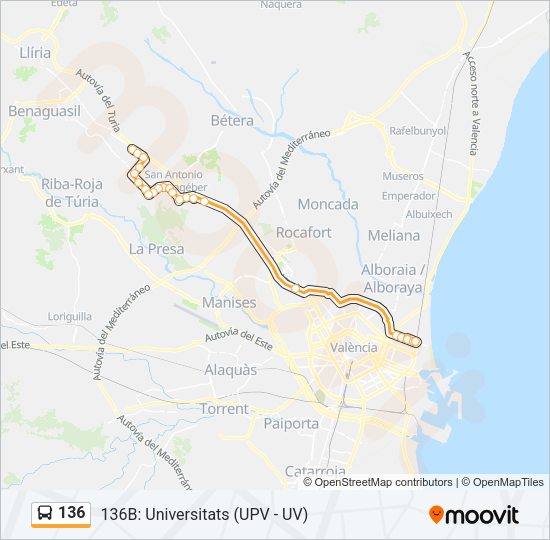 136 Bus Line Map