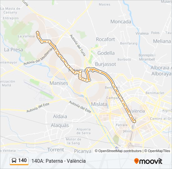 140 Bus Line Map