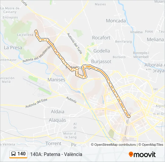 140 bus Mapa de línia