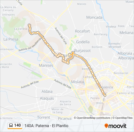 140 Bus Line Map