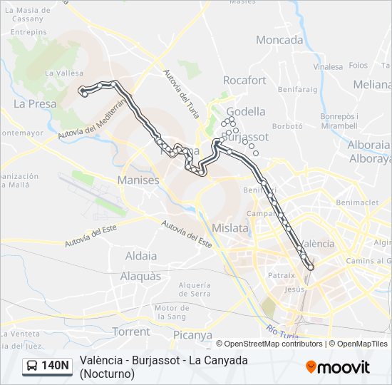140N Bus Line Map