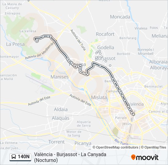 140N Bus Line Map