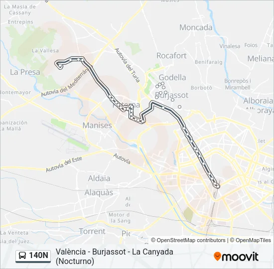 140N Bus Line Map
