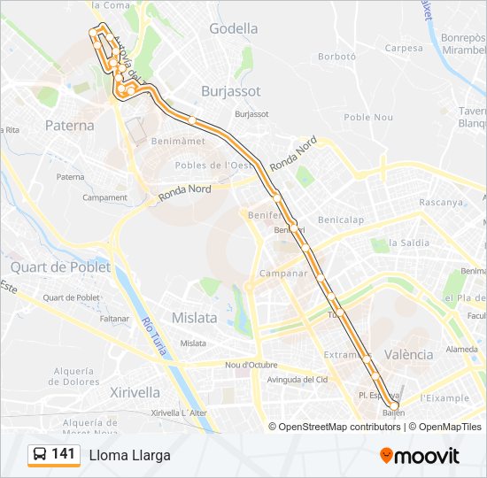 141 Bus Line Map