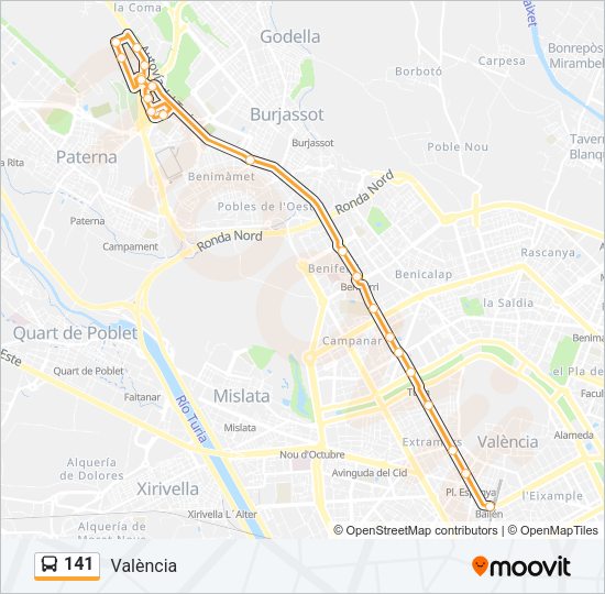 141 Bus Line Map