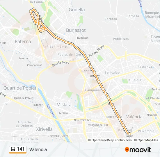141 bus Mapa de línia
