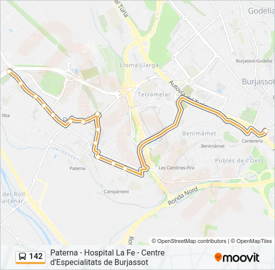 142 Bus Line Map