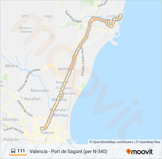 111 Bus Line Map