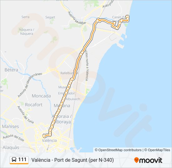 111 Bus Line Map