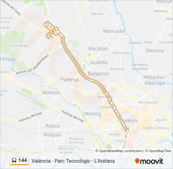 144 Bus Line Map