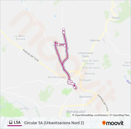 L5A Bus Line Map