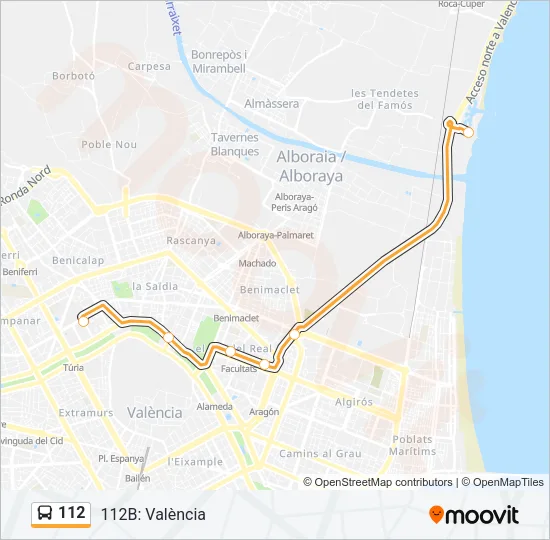 112 bus Mapa de línia