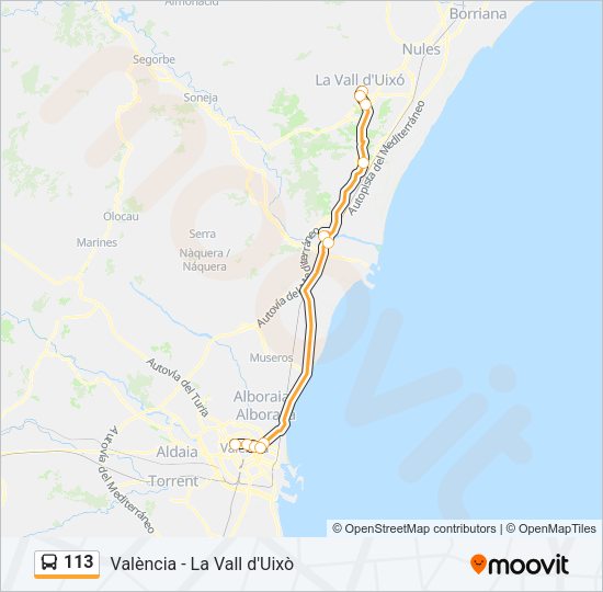 113 Bus Line Map