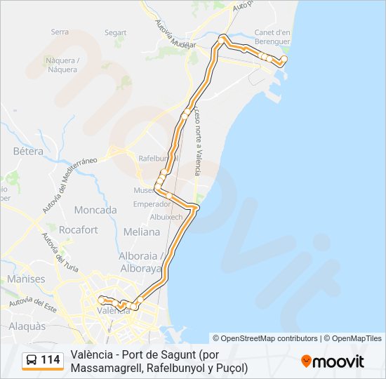 114 Bus Line Map