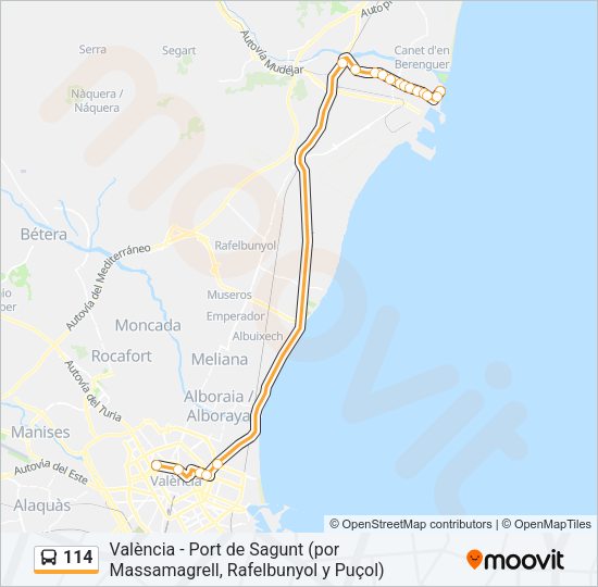 114 Bus Line Map