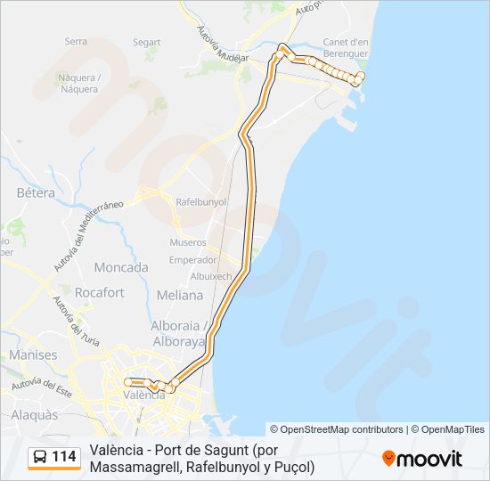 114 Bus Line Map
