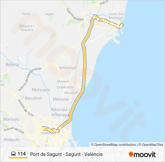 114 Bus Line Map